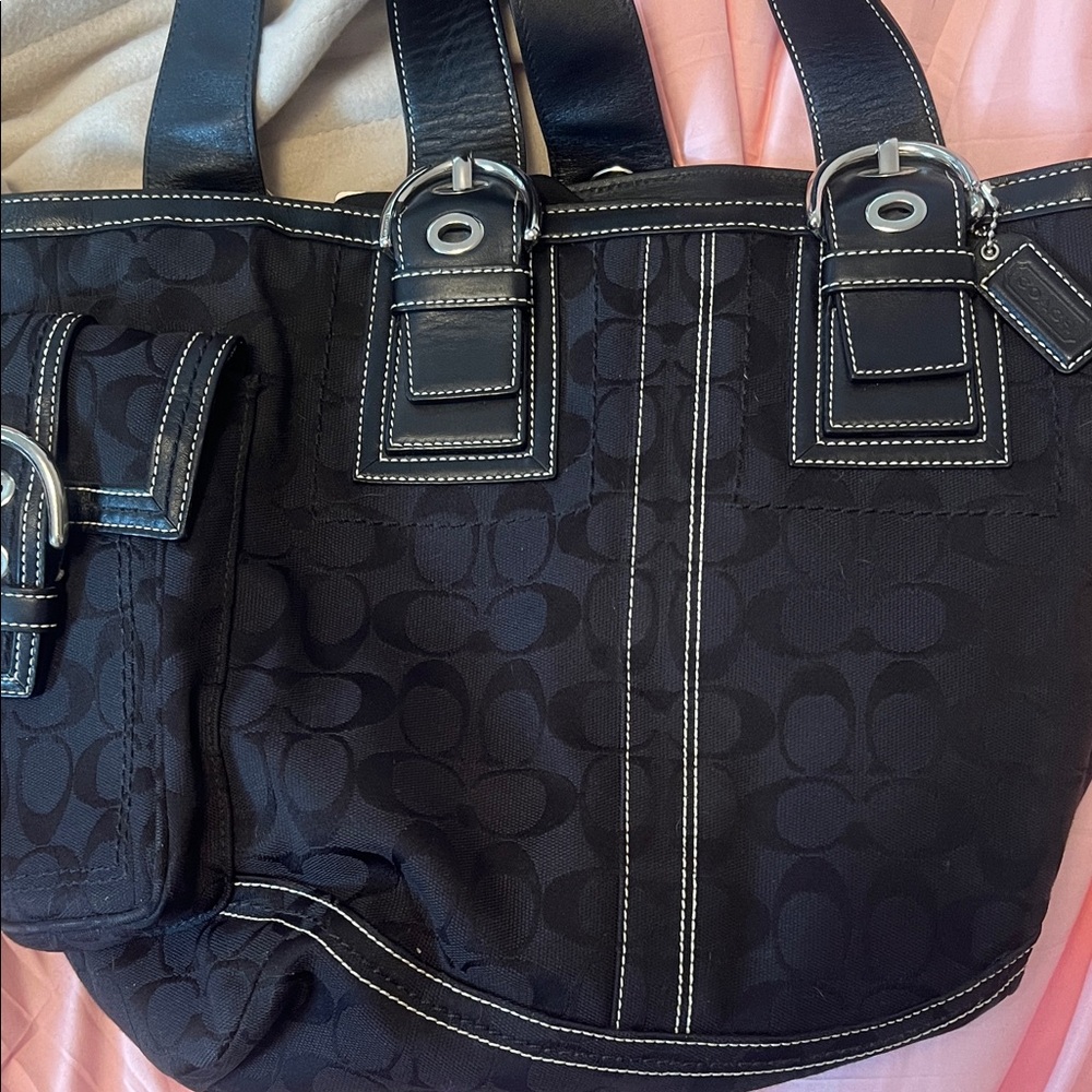 Coach Black Signature Tote Bag